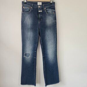 Closed Women’s Size 25 Blue Straight Leg Italian Denim Distressed Raw Hem Jeans